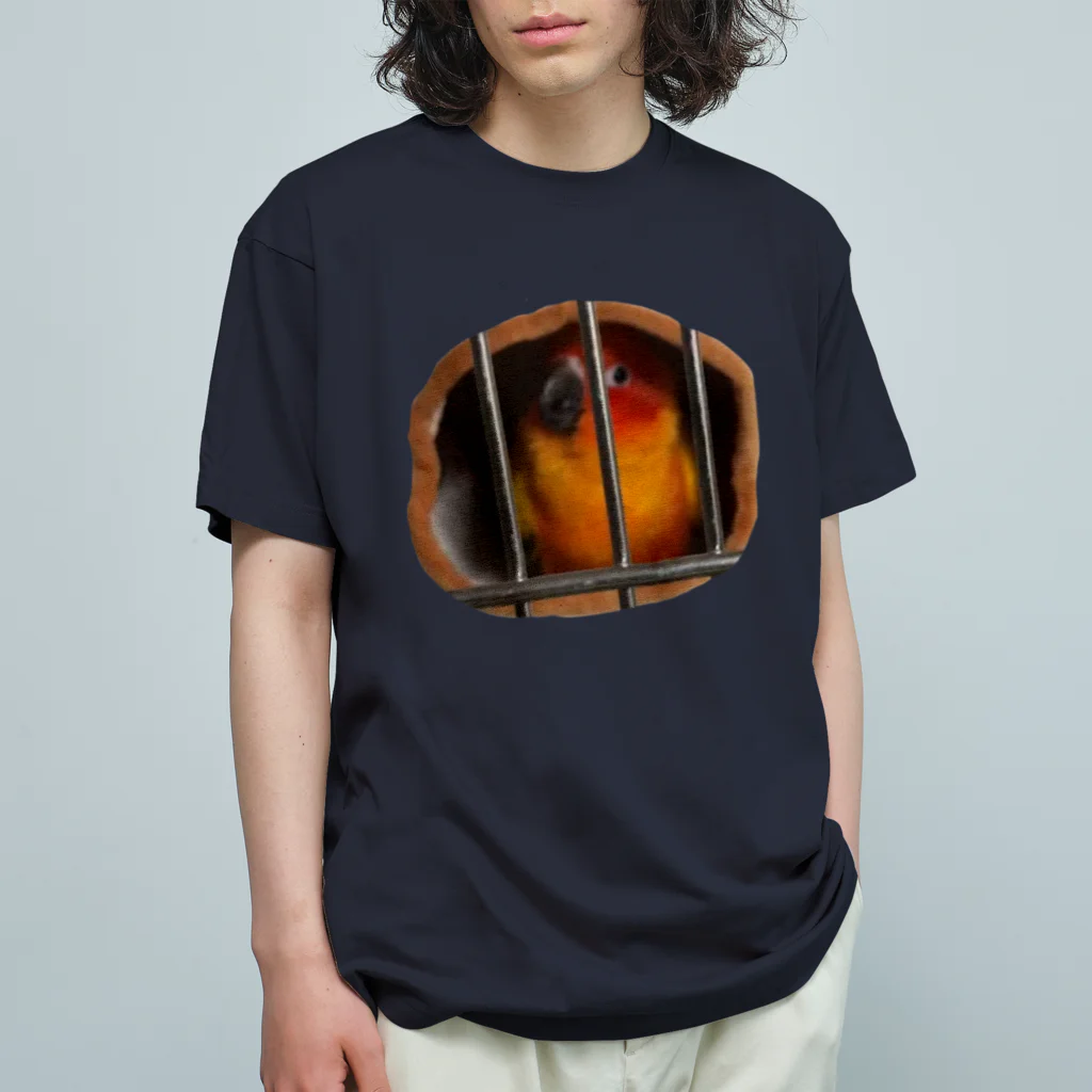 ぽちの適当屋のコガネメキシコインコ 見つめる Organic Cotton T-Shirt