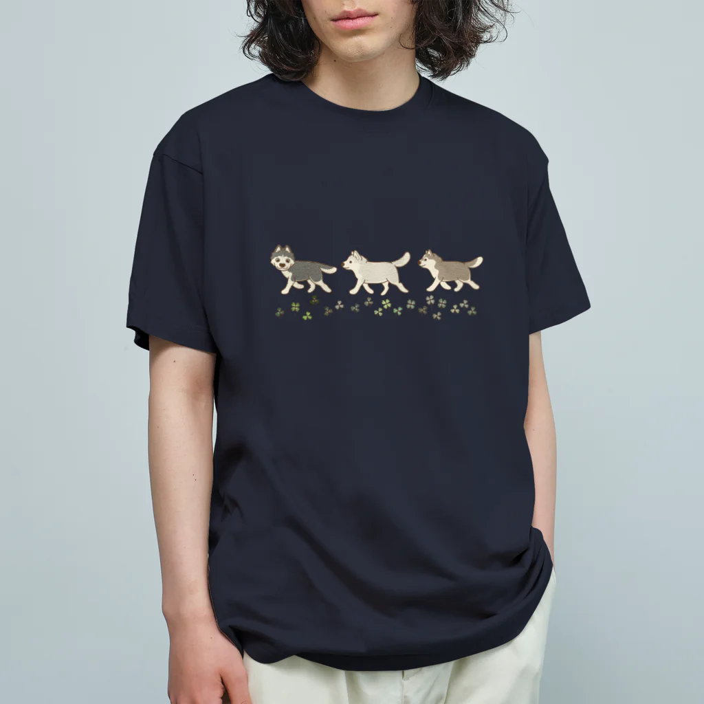  HUS×HUSのお散歩ハスキー・カラー Organic Cotton T-Shirt