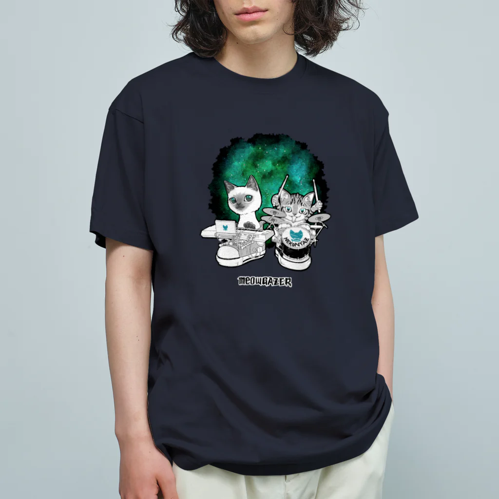 nya-mew（ニャーミュー）のミューゲイザー#2 (meowGAZER#2) オーガニックコットンTシャツ