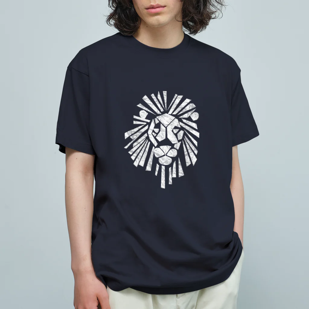chicodeza by suzuriのホワイトライオンマーク オーガニックコットンTシャツ