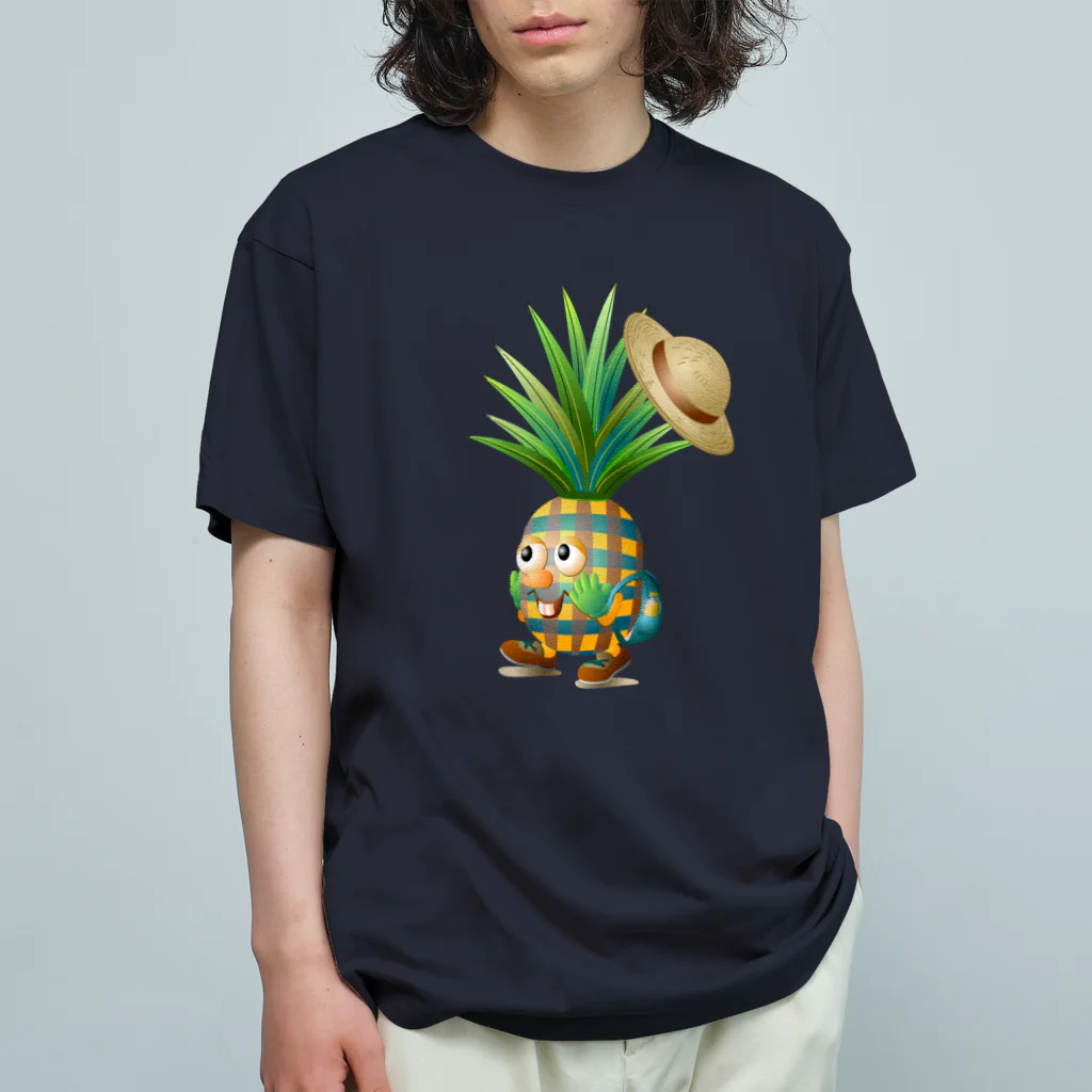 yuccoloのピクニックパイン君 オーガニックコットンTシャツ