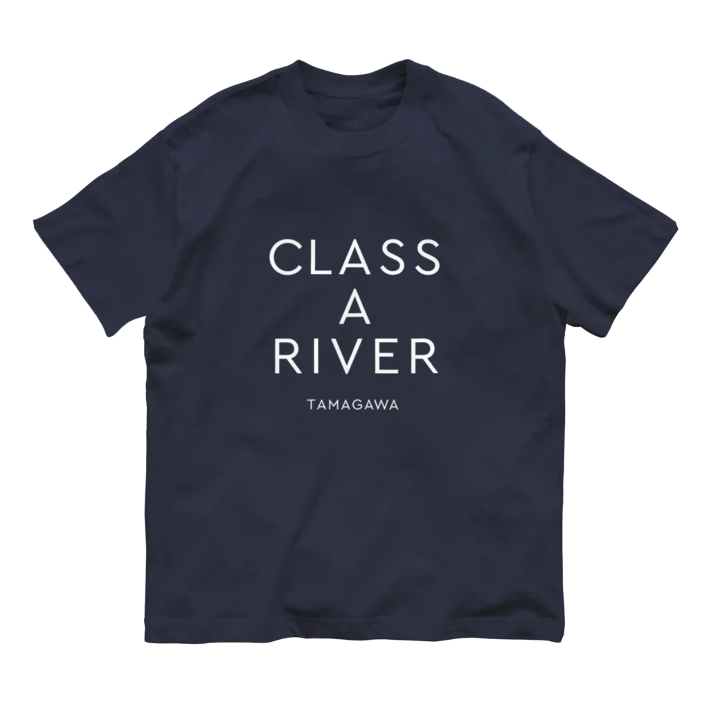 多摩川グッズストア SUZURI店のCLASS A RIVER［TAMAGAWA］ホワイト オーガニックコットンTシャツ