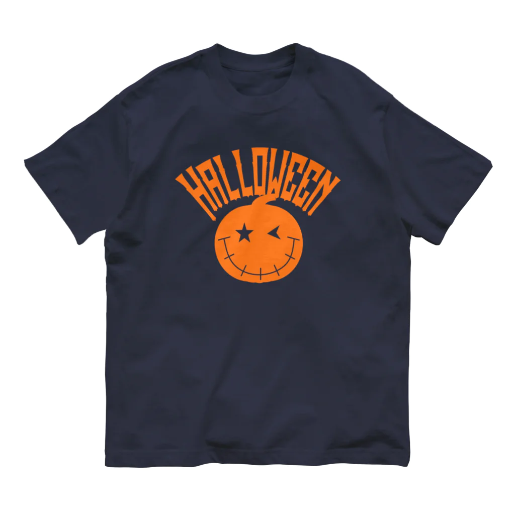 サトオのハロウィンオレンジ文字かぼちゃ アーク ジャック・オー・ランタン オーガニックコットンTシャツ