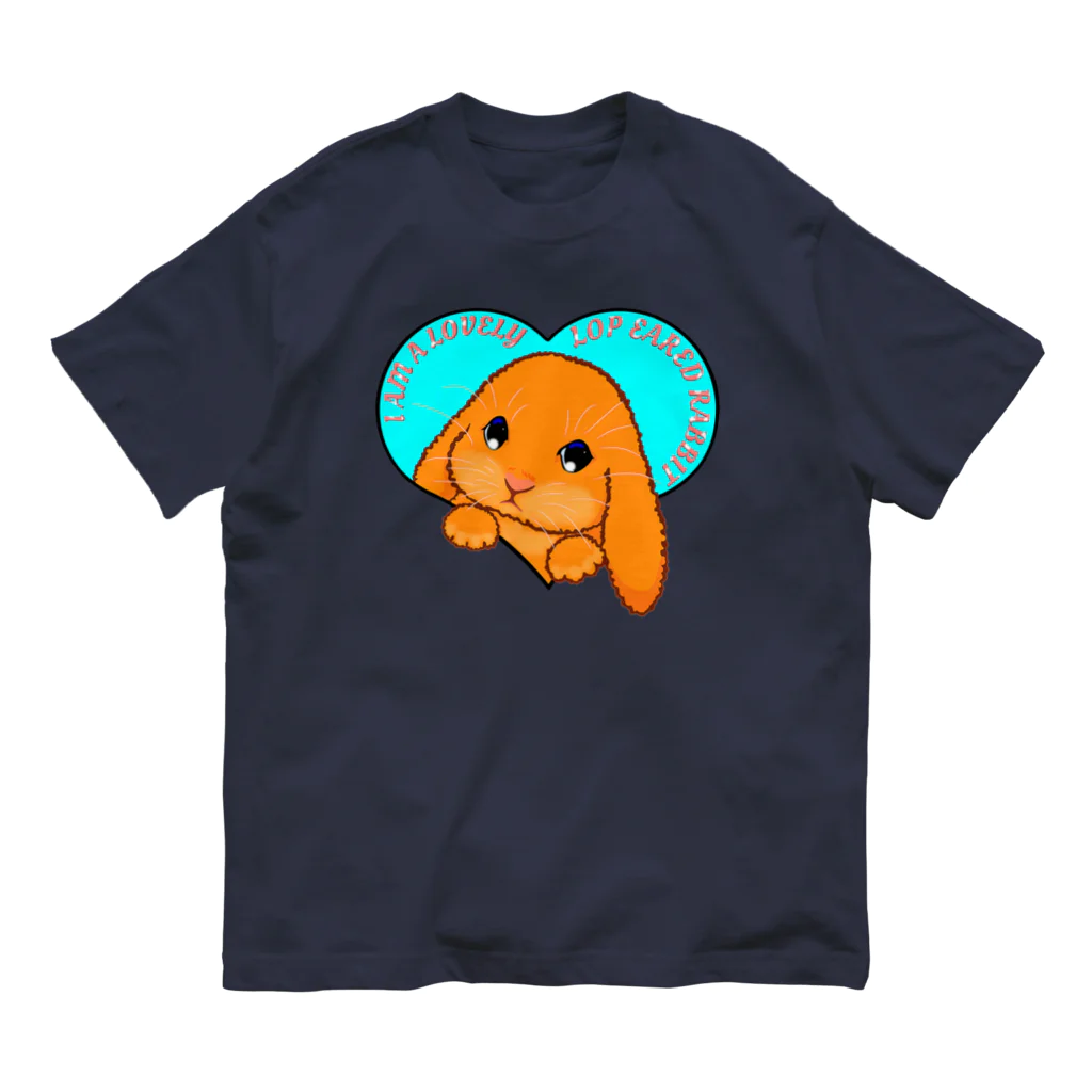 LalaHangeulのLop eared rabbit(ロップイヤーラビット) 英語バージョン オーガニックコットンTシャツ