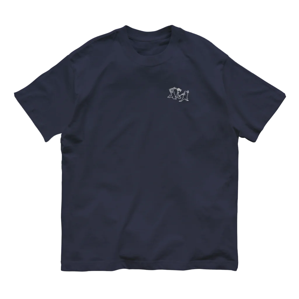 GOODS SHOP【そぞろな小窓】 SUZURI店の[ワンポイント]【ぎがといっしょ】《白線》 Organic Cotton T-Shirt