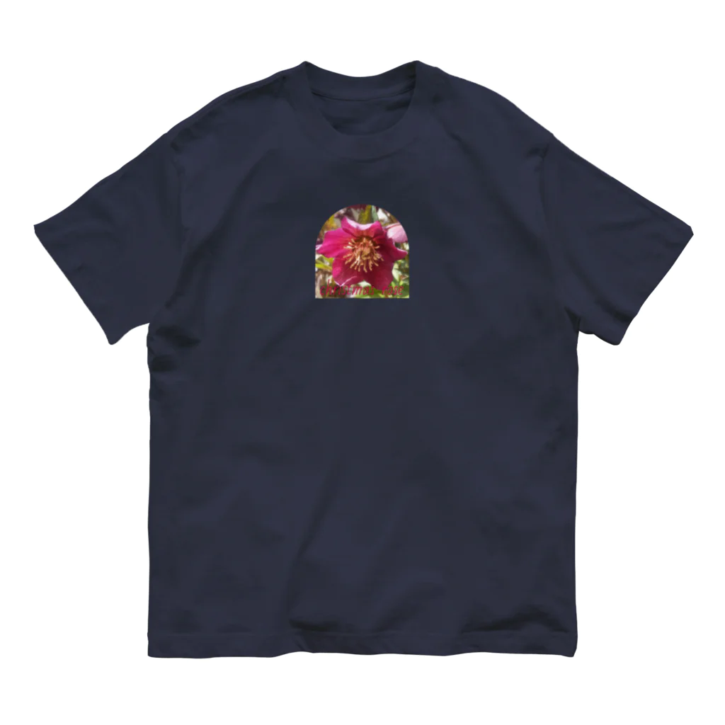 ハルノコのchristmas rose オーガニックコットンTシャツ