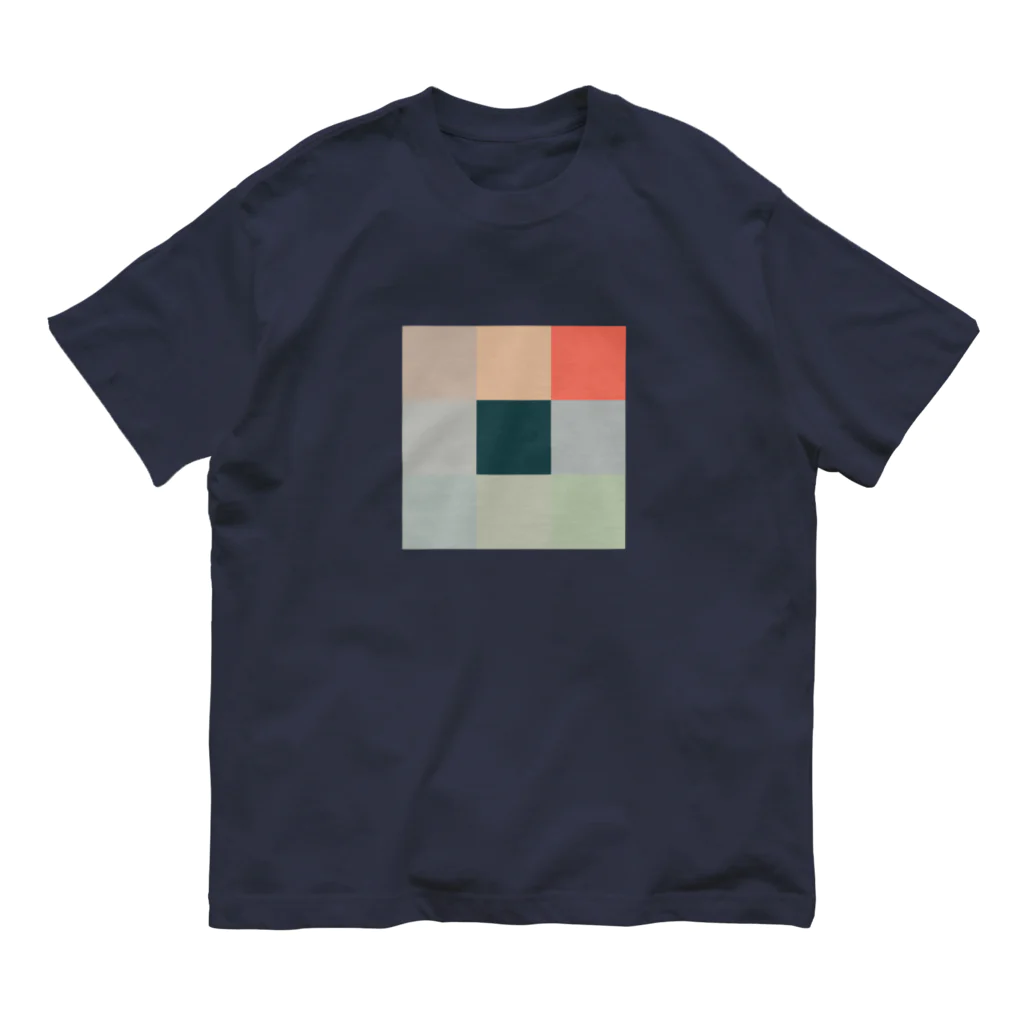 3×3 のドット絵の印象、日の出 - 3×3 のドット絵 オーガニックコットンTシャツ