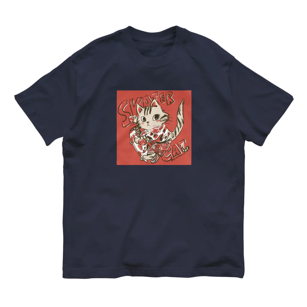 猫のきぬくんのお店のSKATER CAT Organic Cotton T-Shirt