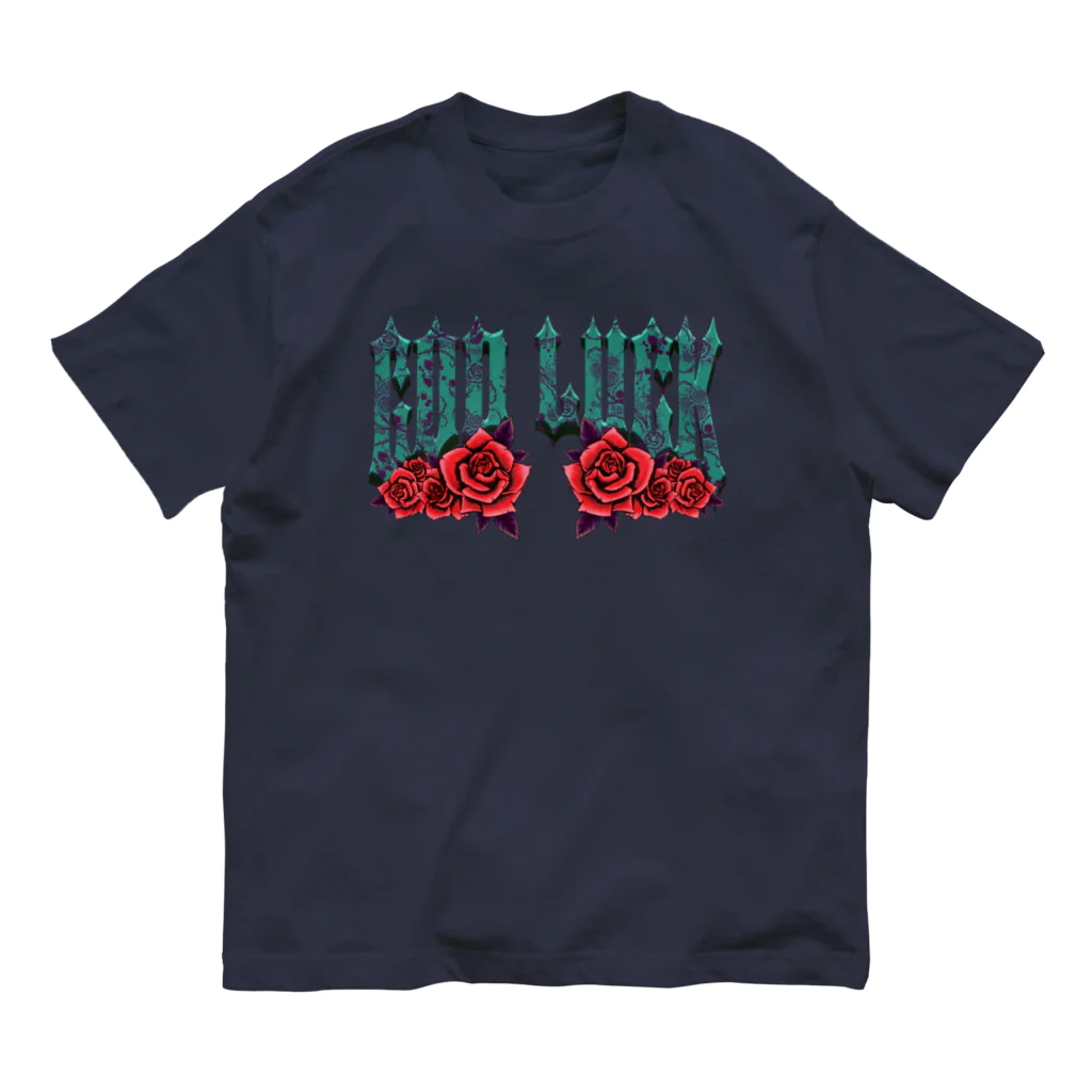 GOD LUCK💀to youの薔薇🌹GOD LUCKロゴ💀 Organic Cotton T-Shirt