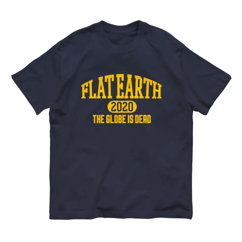 Mappila SHOPのカレッジ風(ミシガンカラー)　フラットアース FLATEARTH Organic Cotton T-Shirt