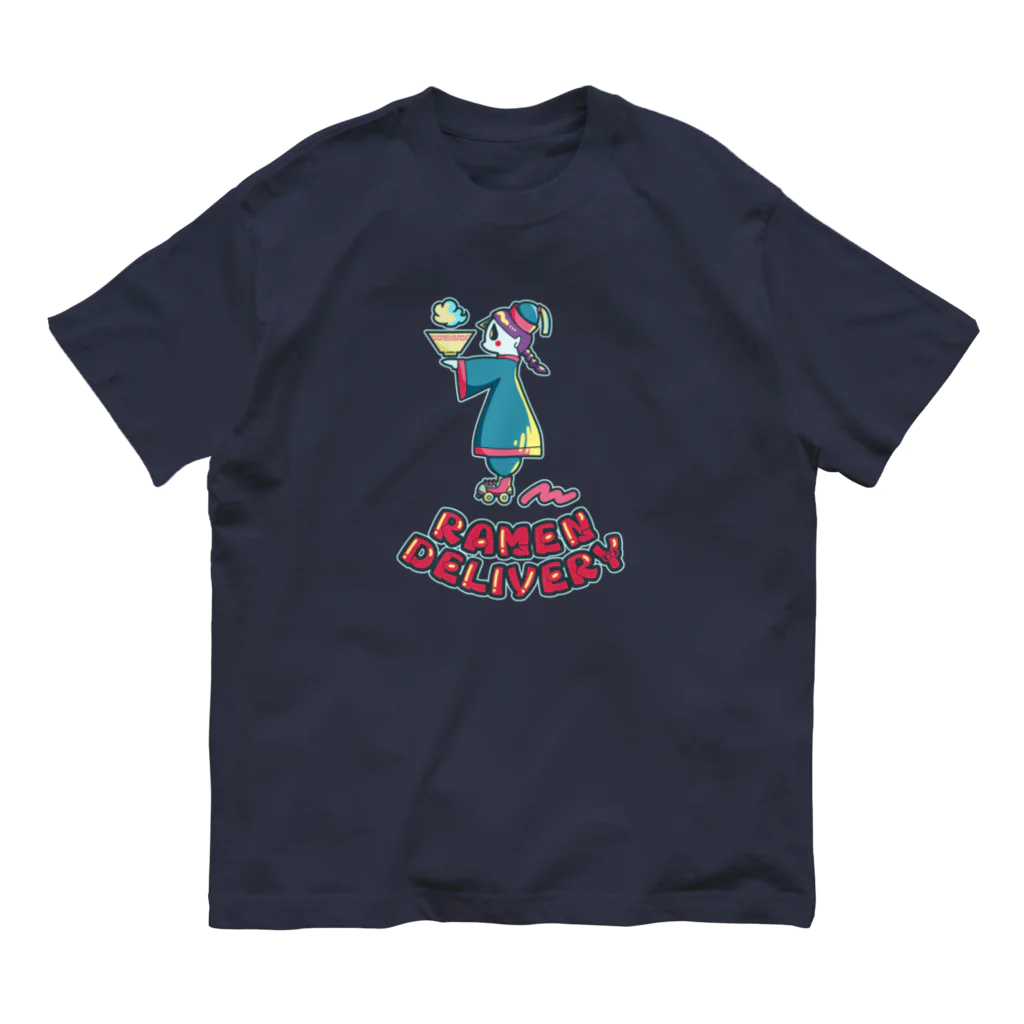 ari designのラーメンデリバリー（キョンシーEats） オーガニックコットンTシャツ