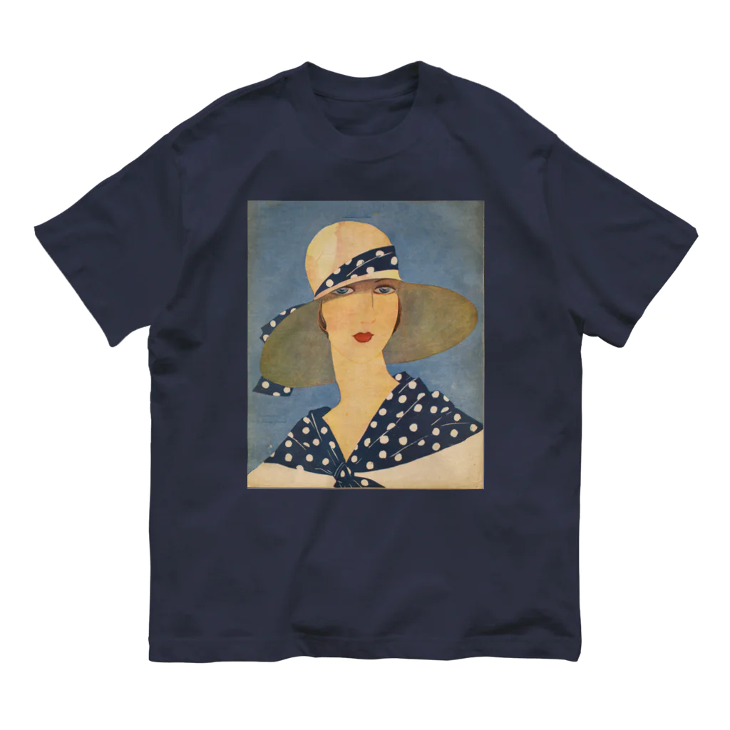 PALA's SHOP　cool、シュール、古風、和風、のlady wearing a sun hat Organic Cotton T-Shirt