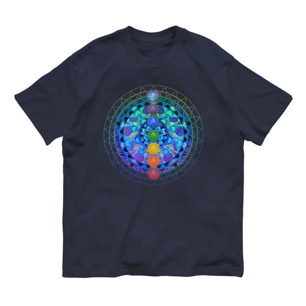 💖宇宙整体♪🌈♪こころからだチャンネル♪💖の宇宙曼荼羅　うまくいくミラクルversion Organic Cotton T-Shirt