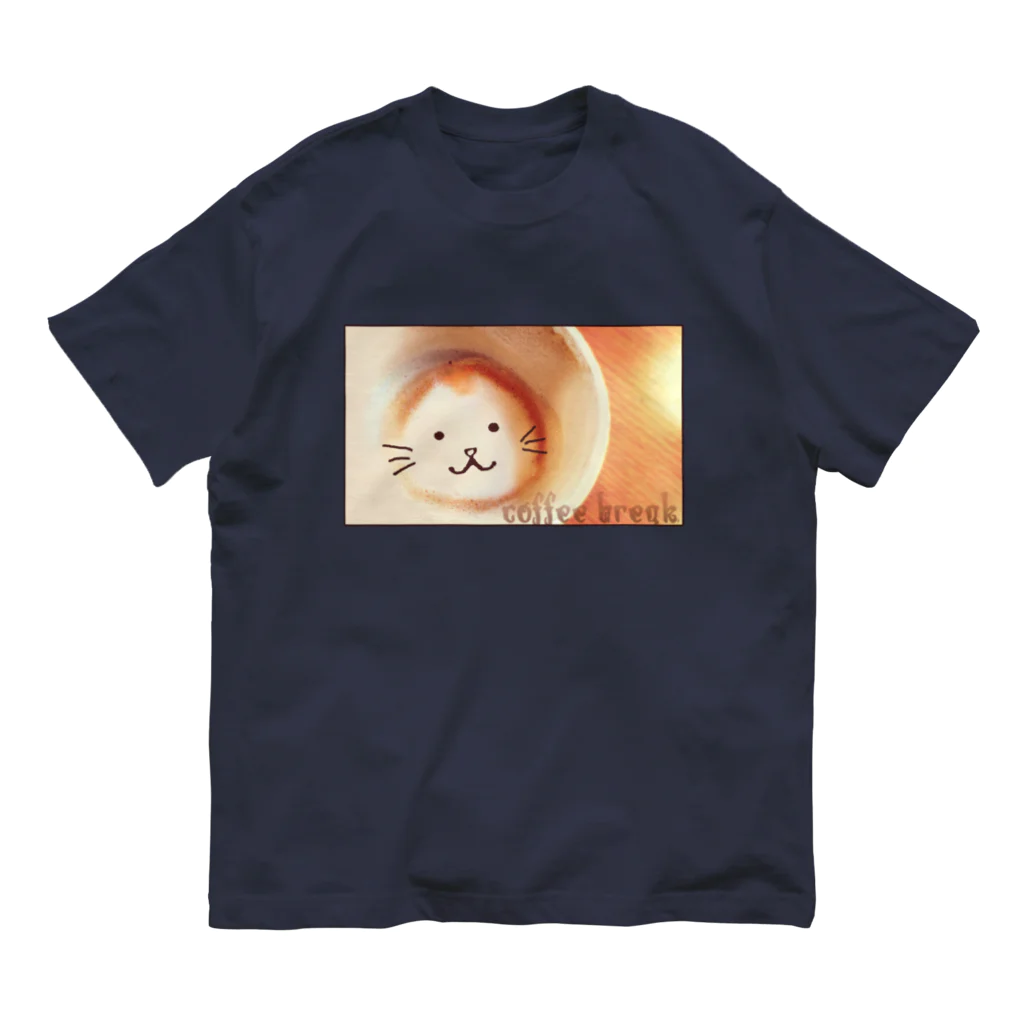 mofmenomossoのカプチーノ猫 オーガニックコットンTシャツ