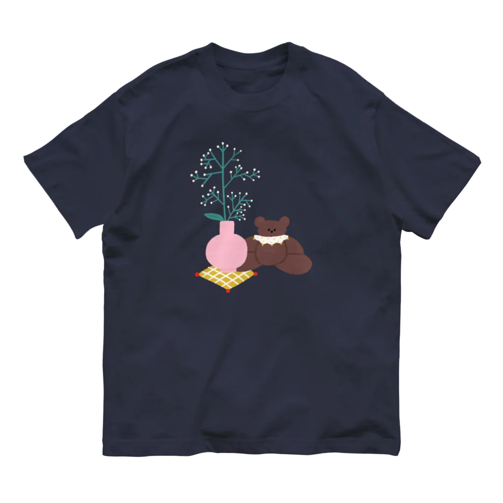 かわべしおん | イラストレーターのカスミソウとぬいぐるみ オーガニックコットンTシャツ