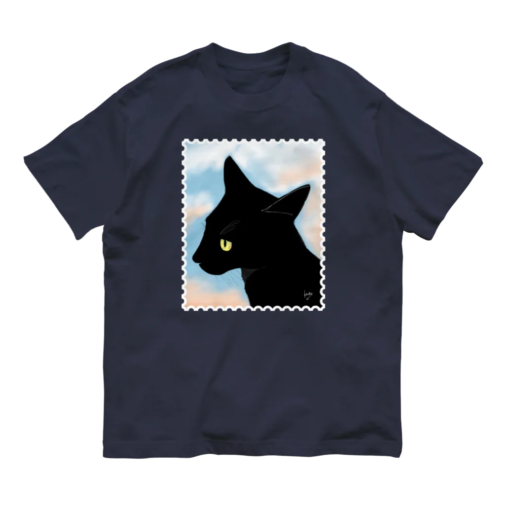 𝙽𝚘 𝚁𝚘𝚜𝚎 𝚆𝚒𝚝𝚑𝚘𝚞𝚝 𝙰 𝚃𝚑𝚘𝚛𝚗.の黒猫切手 Organic Cotton T-Shirt