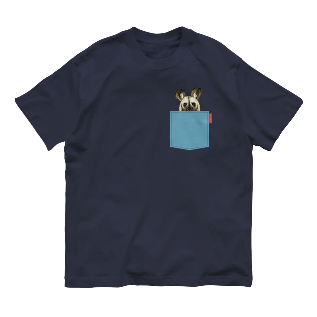 ぎんぺーのしっぽのポケットからリカオン オーガニックコットンTシャツ