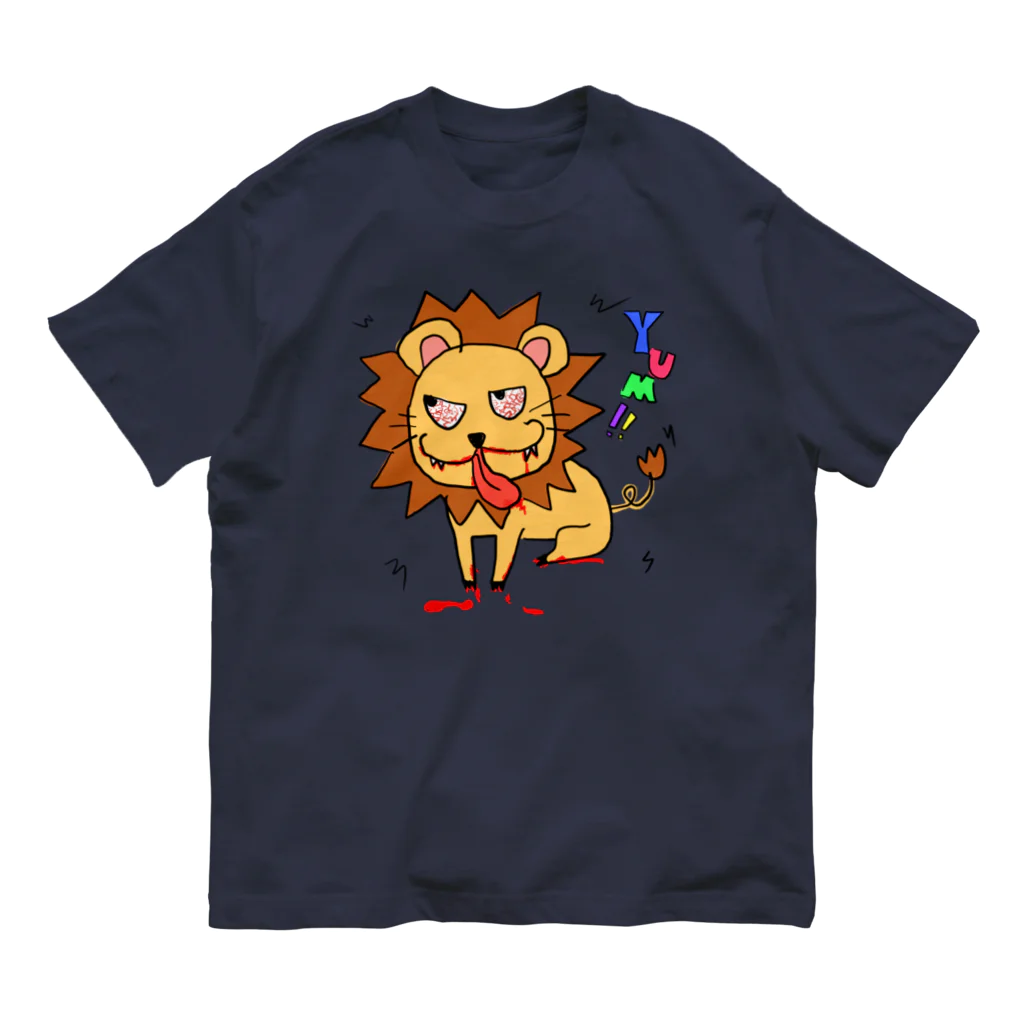 Koukichi_Tのお店の🦁人喰いライオン＠食後 オーガニックコットンTシャツ