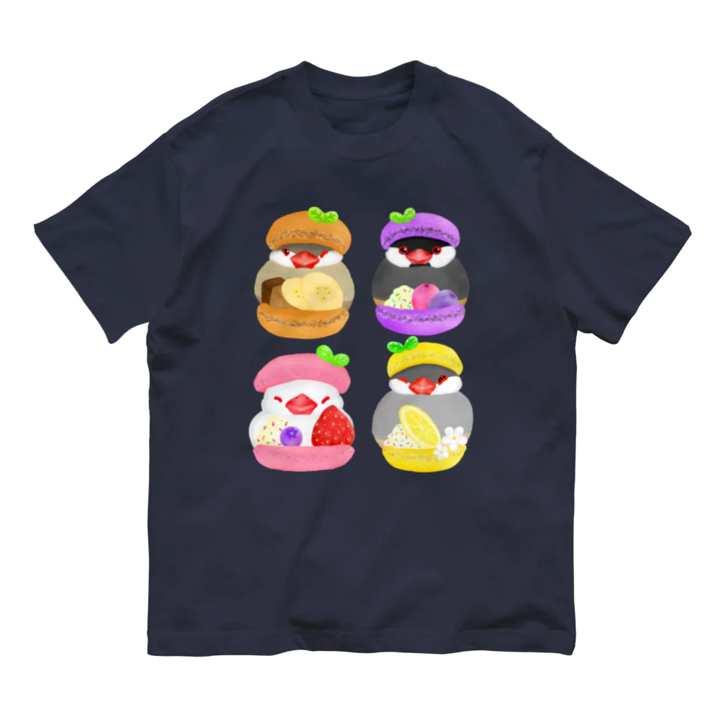 Lily bird（リリーバード）のぎゅっ♪マカロン文鳥ず オーガニックコットンTシャツ