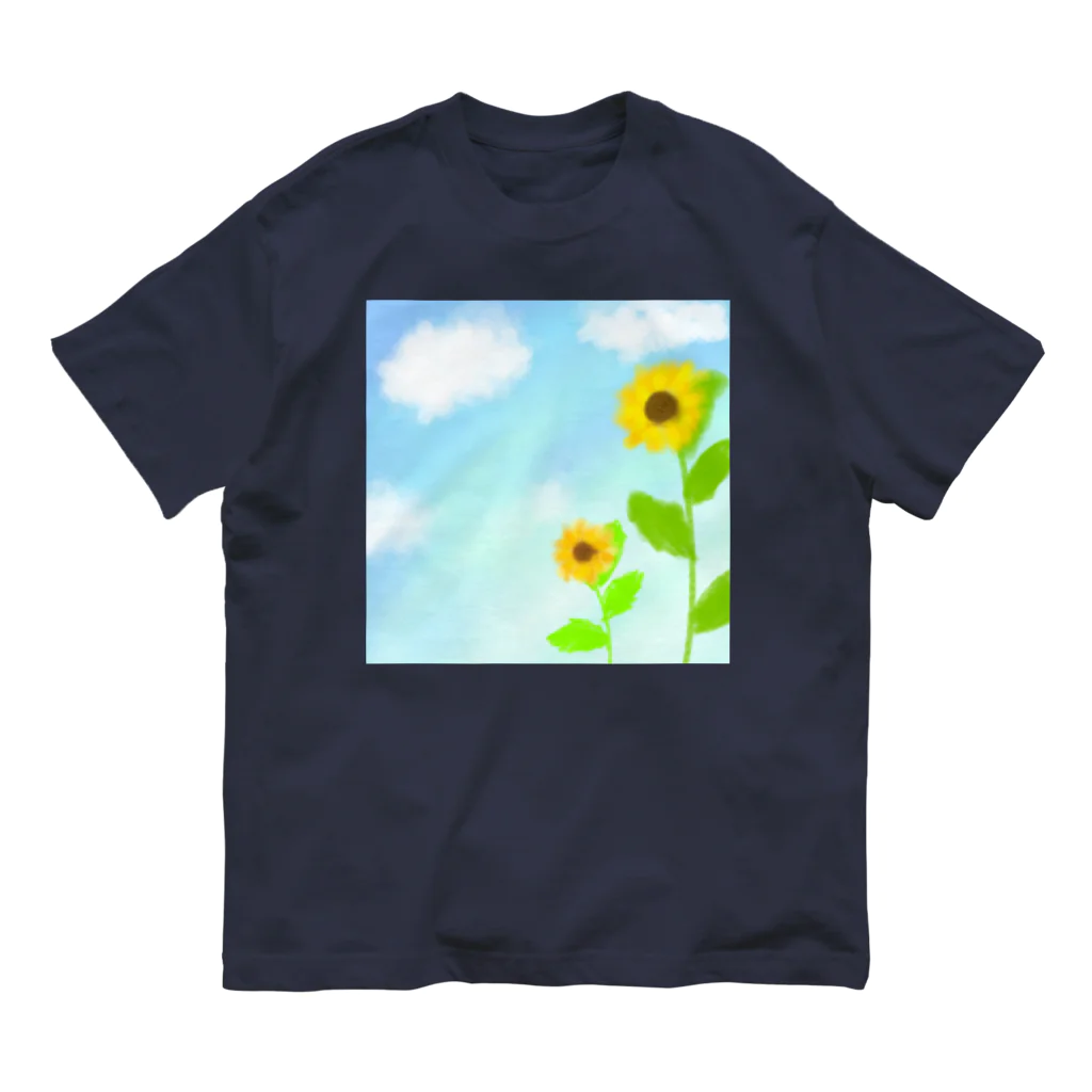 Lily bird（リリーバード）の青空とひまわり Organic Cotton T-Shirt