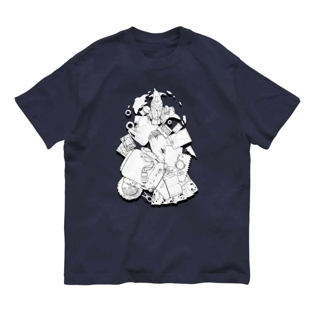 ろう飼い主のオウムの破壊活動モノクロ オーガニックコットンTシャツ