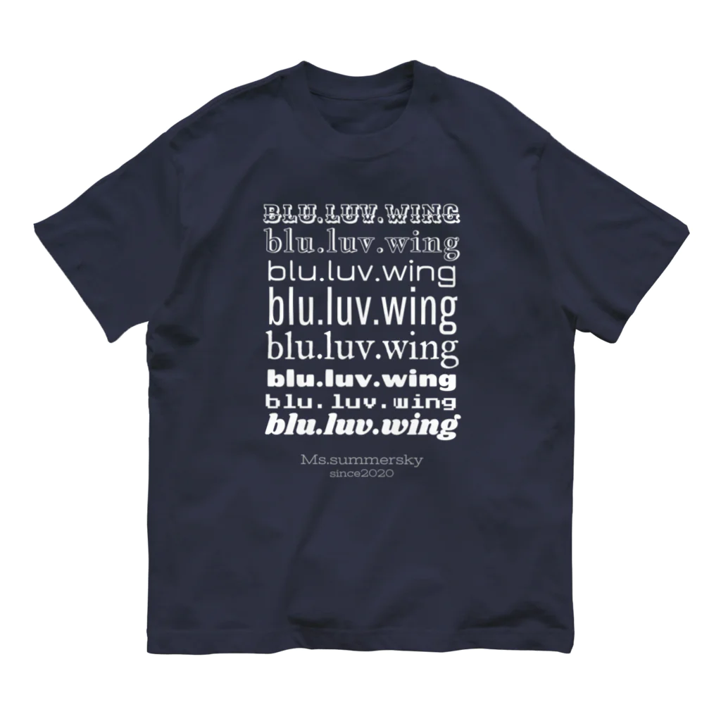 BLUWINGsのblu.luv.wing 白文字 オーガニックコットンTシャツ