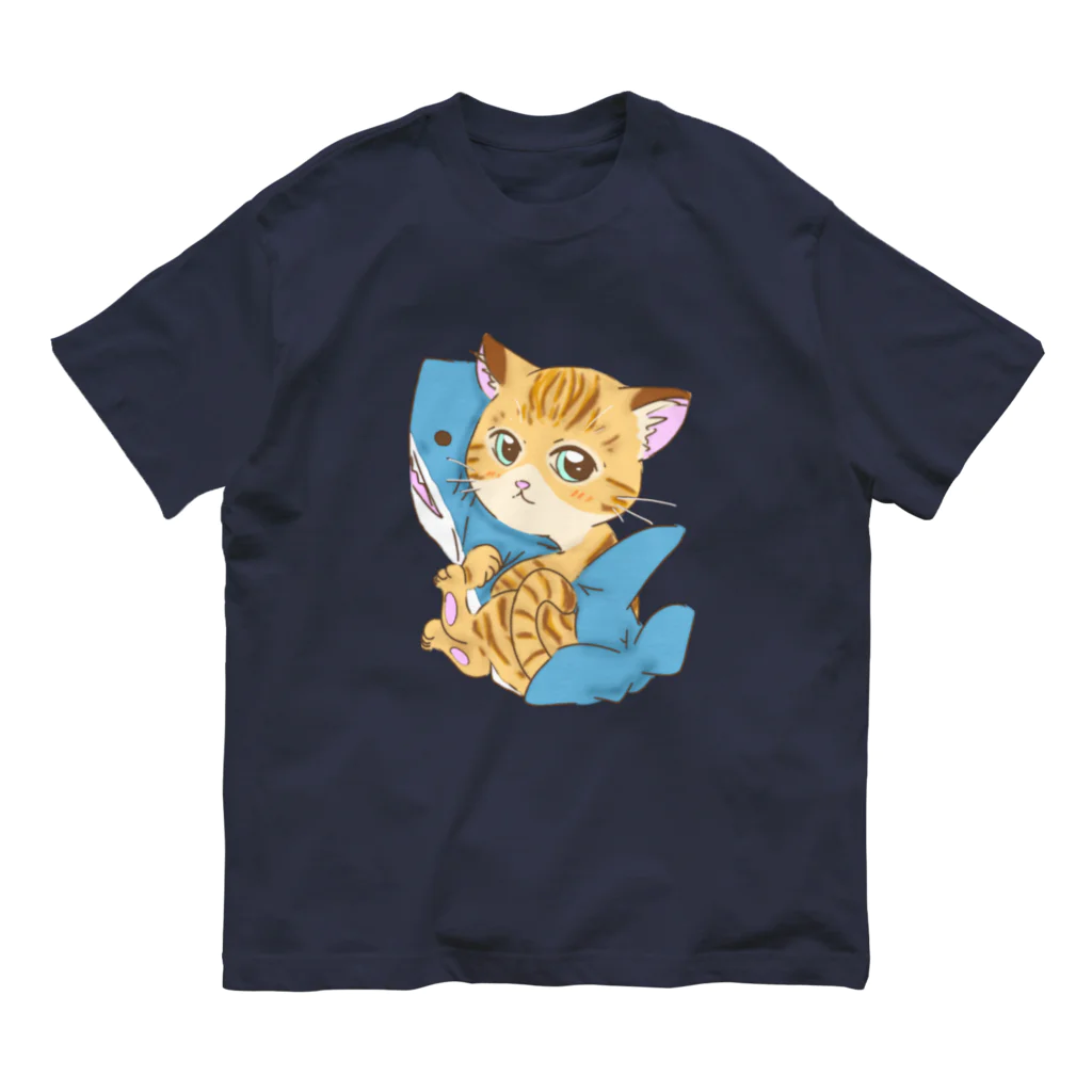 はるる堂のサメ好き猫さん オーガニックコットンTシャツ