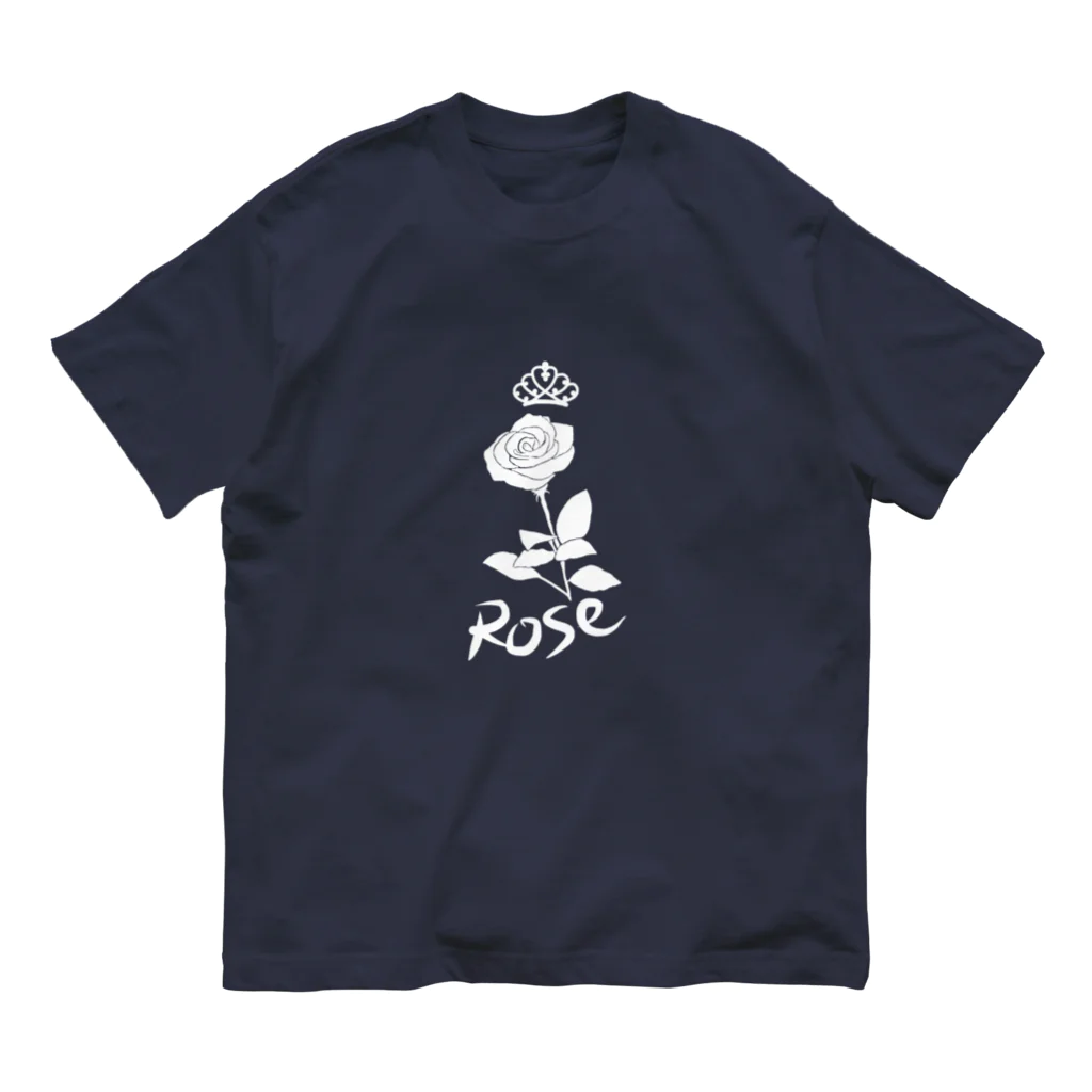 miritakaの時間のローズ（ホワイト） オーガニックコットンTシャツ