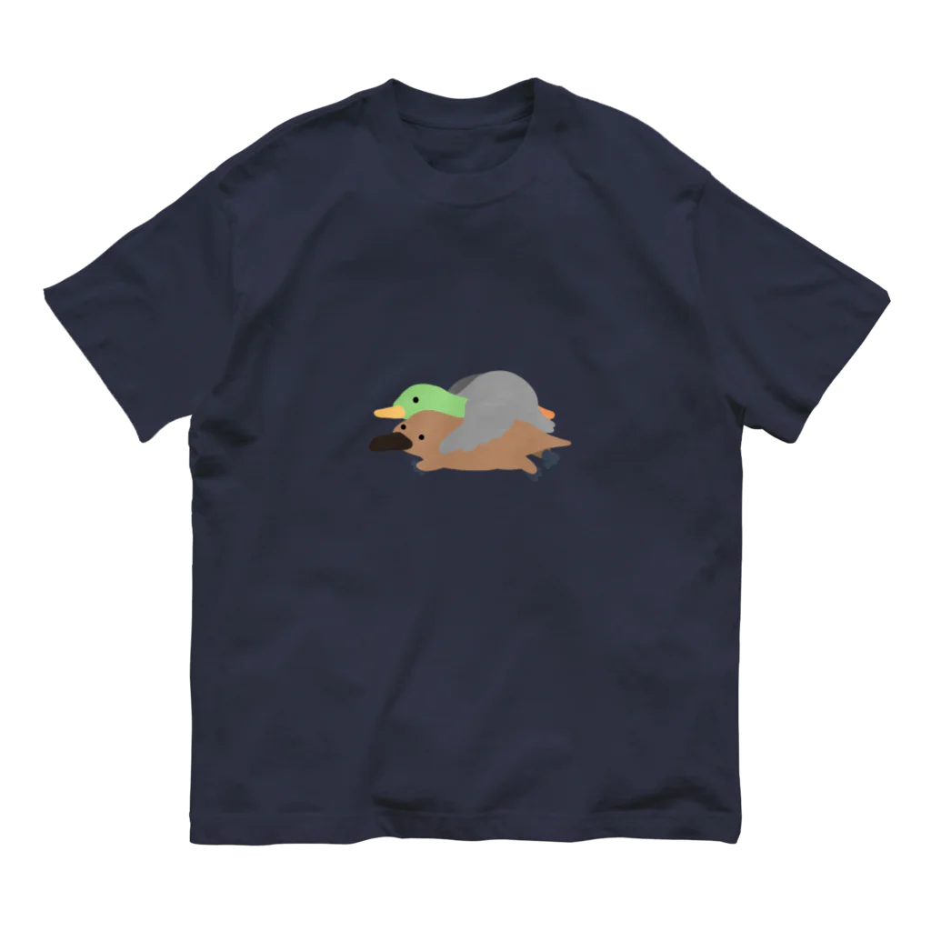 mendakoshopのカモとカモノハシ オーガニックコットンTシャツ