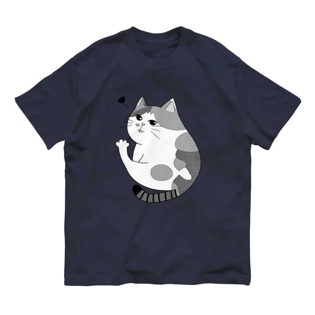 まこーた商店📦のコミックタッチ三毛ちゃん🖤🤍🖤 〘モノクロ 〙 Organic Cotton T-Shirt