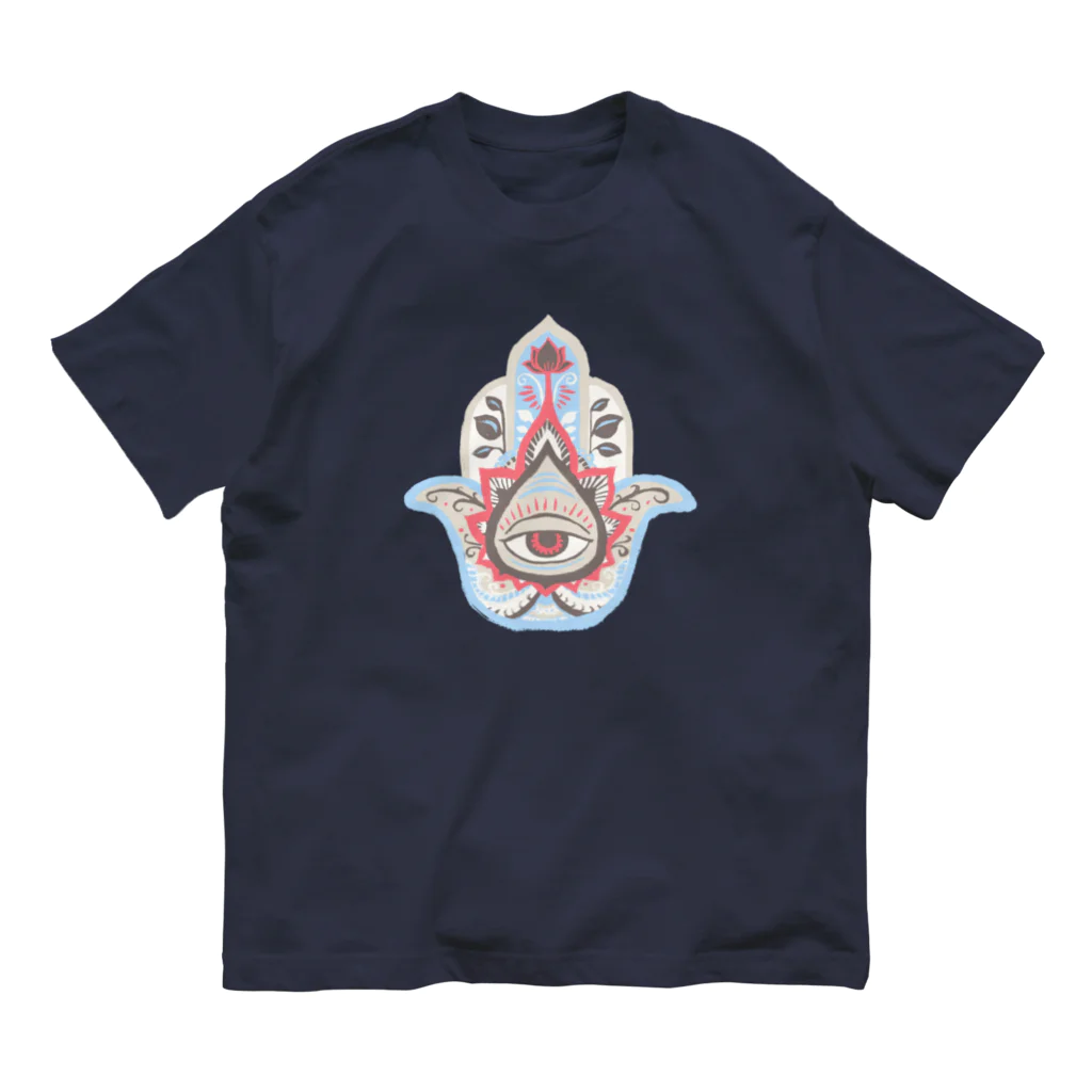 IZANAMI by Akane Yabushitaの誕生石色✋ハムサの手（4月・ダイヤモンド） Organic Cotton T-Shirt