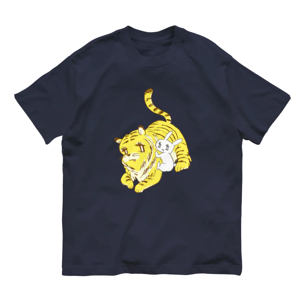 うさぎちゃんアイランドのトラちゃんとうさぎちゃん オーガニックコットンTシャツ