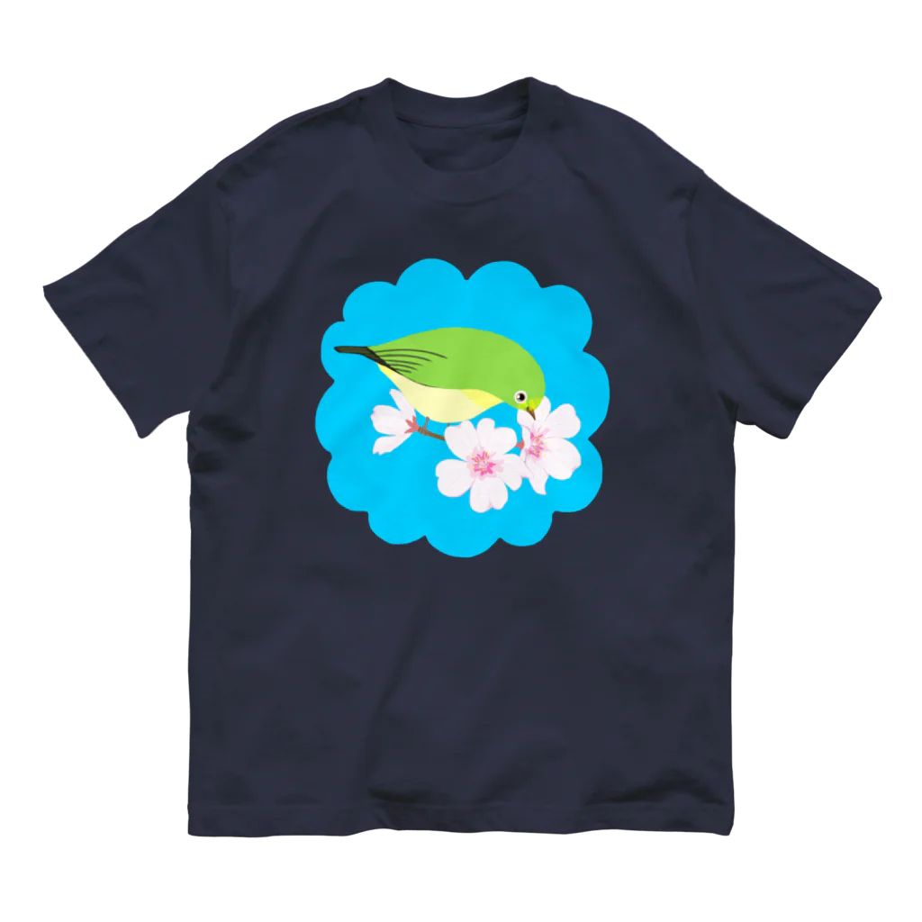 LalaHangeulの桜とメジロさん Organic Cotton T-Shirt