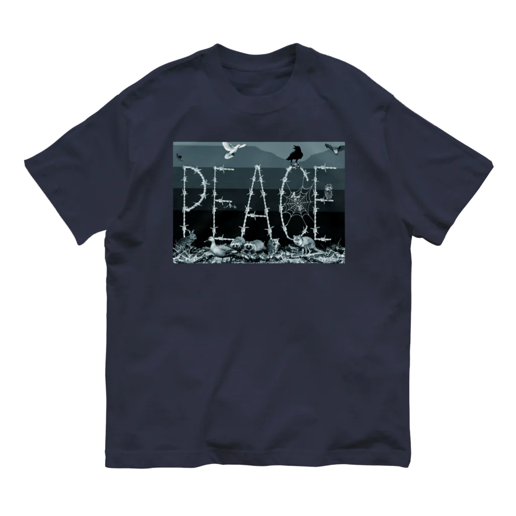 MAD AMANO PARODY SHOPのPEACE有刺鉄線-MAD AMANO オーガニックコットンTシャツ