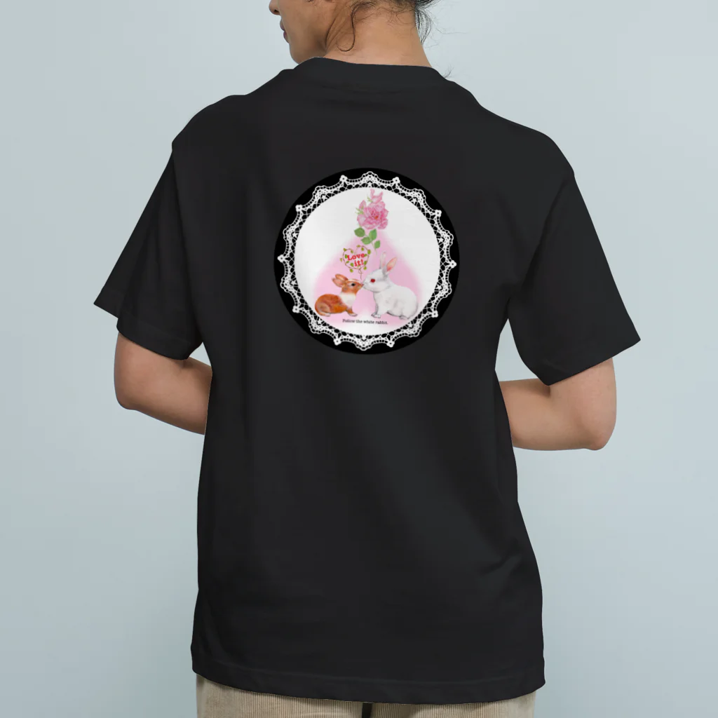 idumi-artの白うさぎ　matrixバージョン オーガニックコットンTシャツ