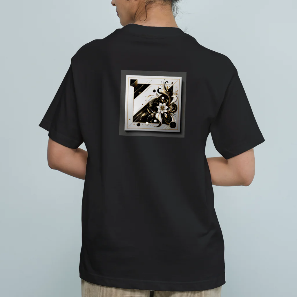 Black_White_GoldのFlower オーガニックコットンTシャツ