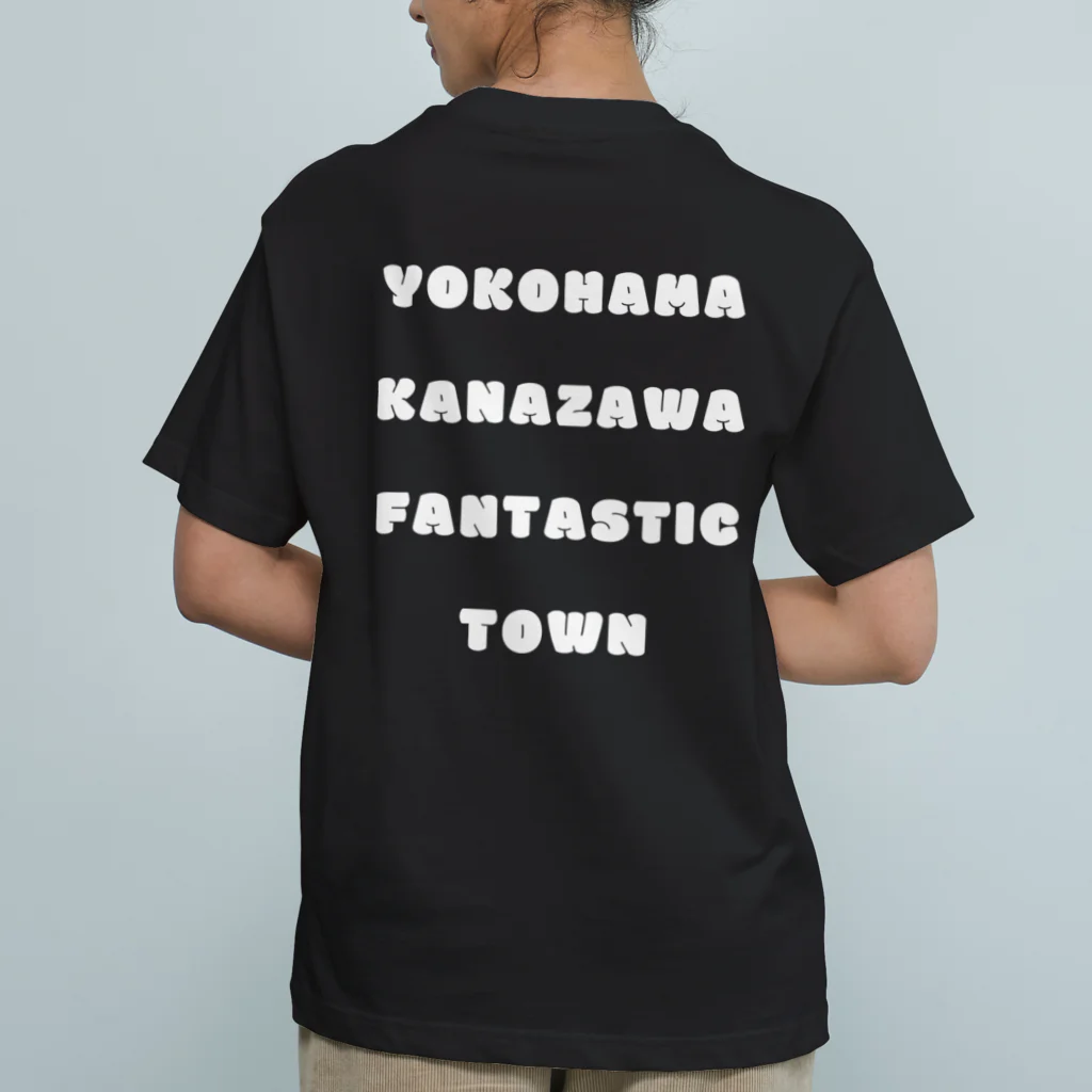 横浜市金沢区の地域活動家　ツンのYOKOHAMA KANAZAWA FANTASTIC TOWN（黒） オーガニックコットンTシャツ