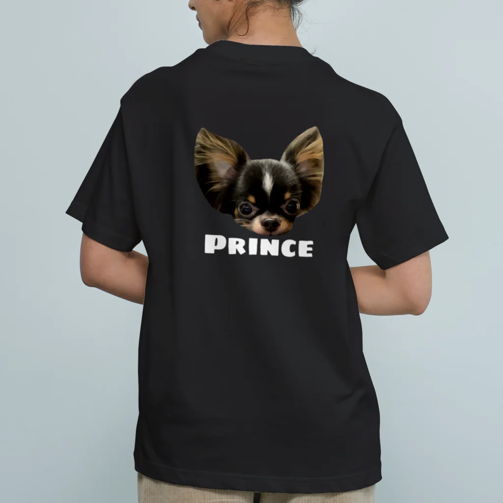 チワワのOWTANのPRINCE  チワワ  ブラック オーガニックコットンTシャツ