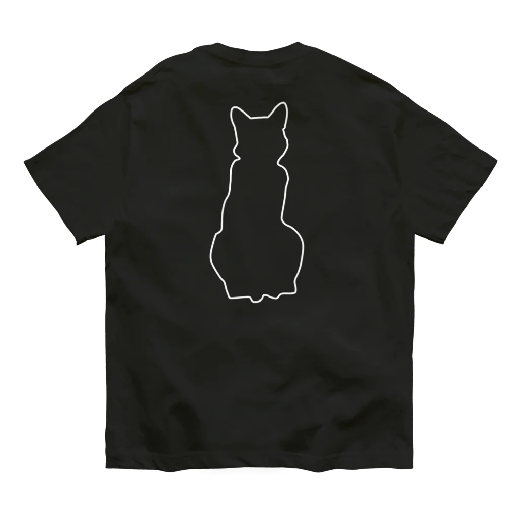 アトリエGINのロシアンブルー銀　猫の100% Tシャツ(線画Ver濃色用) オーガニックコットンTシャツ