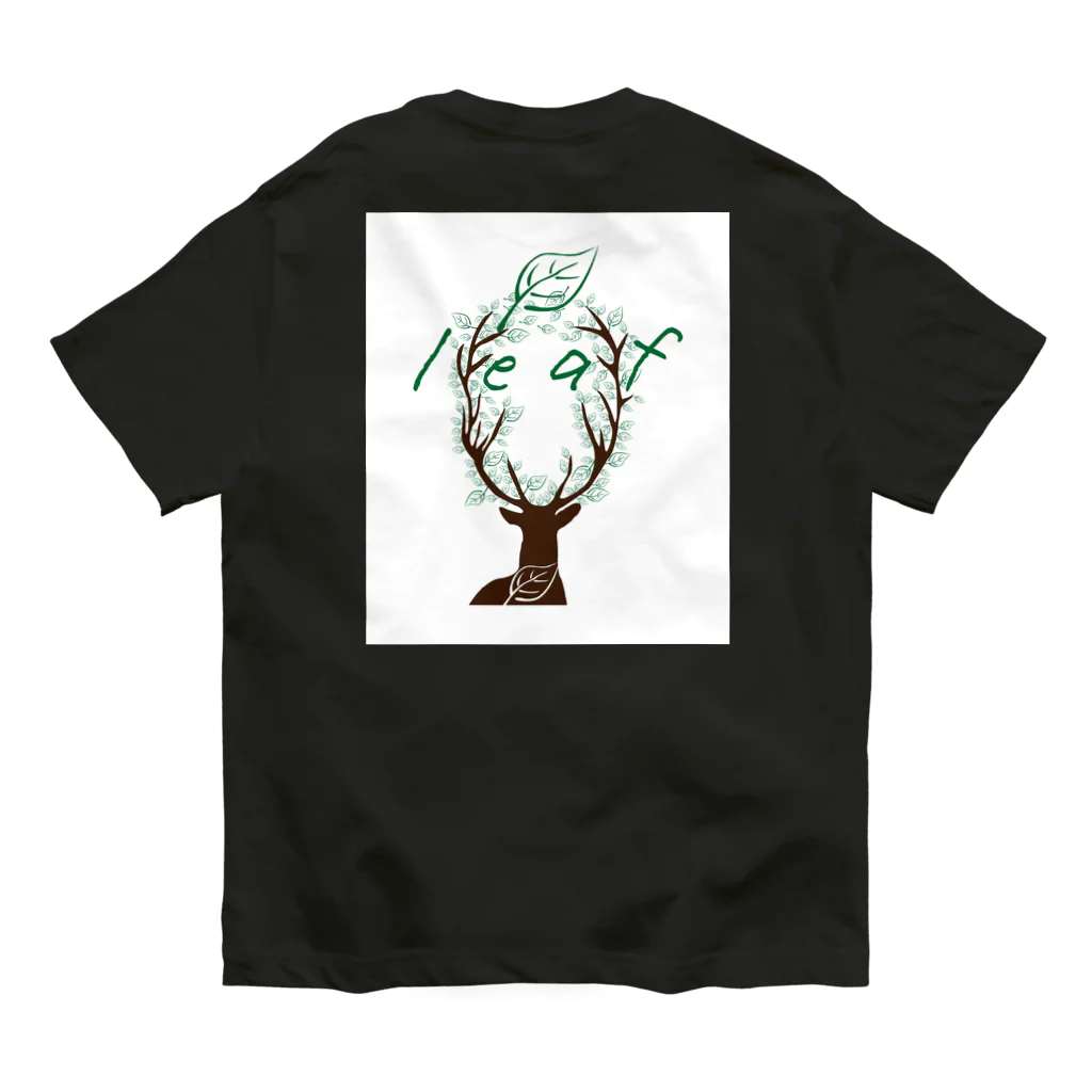 キャンプグッズ【tゑnt by leaf】の鹿leaf オーガニックコットンTシャツ