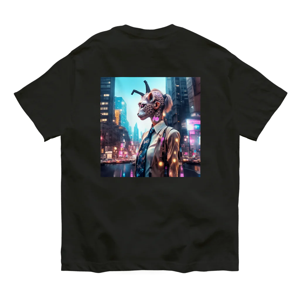 𝔔𝔘𝔒ℜℑ𝔄のCyberpunk giraffe オーガニックコットンTシャツ