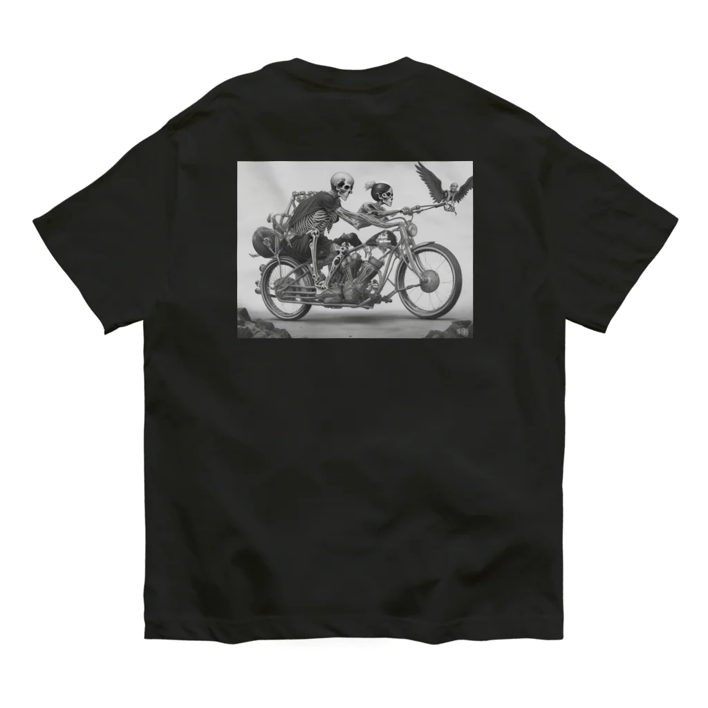 Skull sectionのバイクとドクロ（黒メイン） Organic Cotton T-Shirt