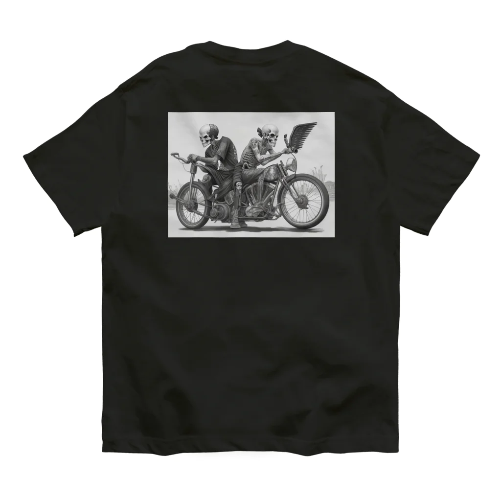 Skull sectionのバイクとドクロ（黒メイン） Organic Cotton T-Shirt