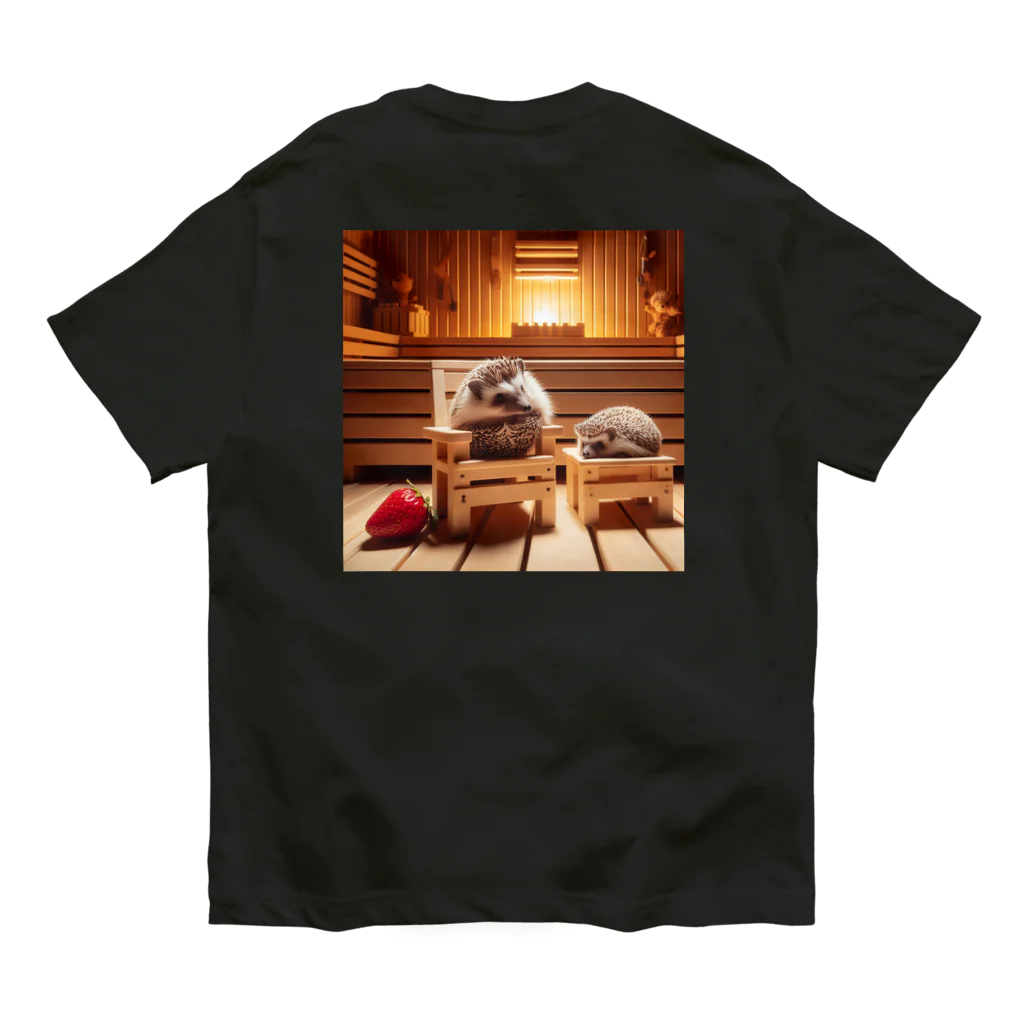 yu-tata-yuのサウナでくつろぐ親子ハリネズミ♨ Organic Cotton T-Shirt
