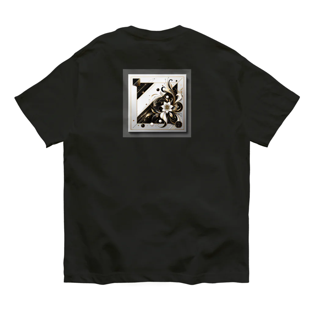 Black_White_GoldのFlower オーガニックコットンTシャツ