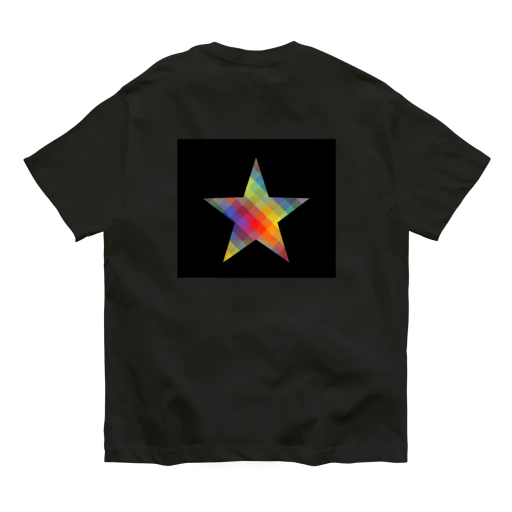 綺麗何学模様の虹×スター×虹（ブラック） オーガニックコットンTシャツ