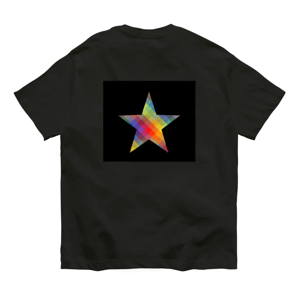 綺麗何学模様の虹×スター×虹（ブラック） Organic Cotton T-Shirt