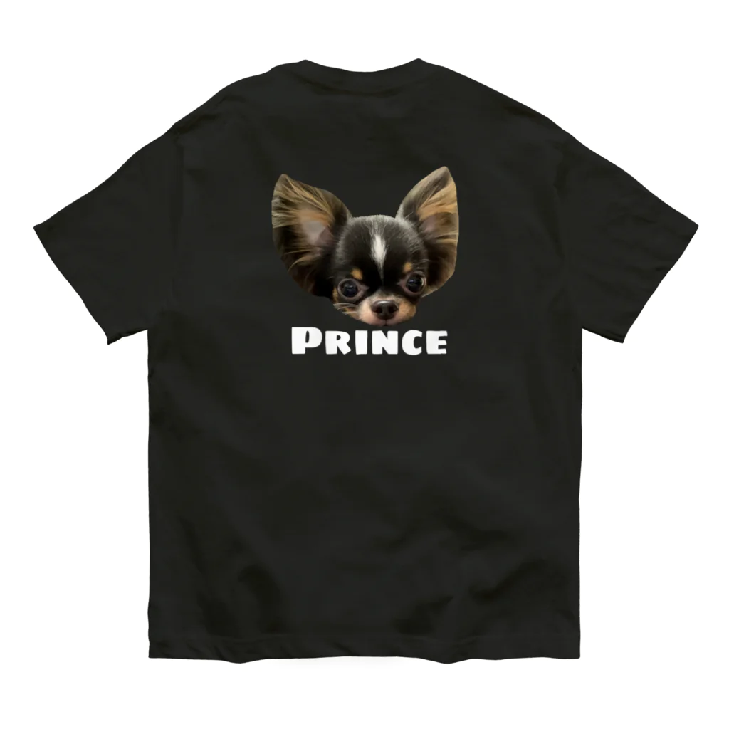 チワワのOWTANのPRINCE  チワワ  ブラック オーガニックコットンTシャツ