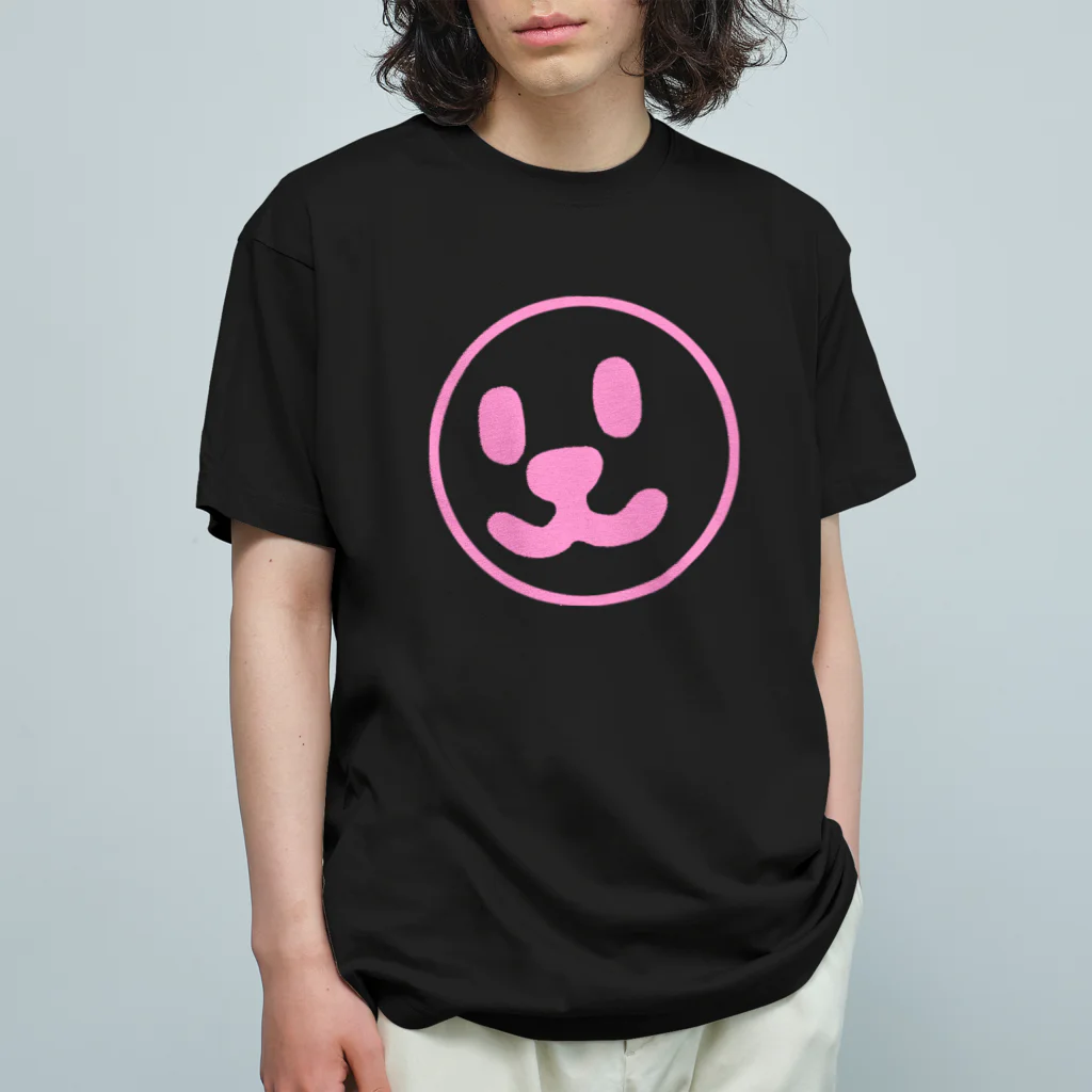 週刊少年ライジングサンズのSmile Face Pink Line オーガニックコットンTシャツ