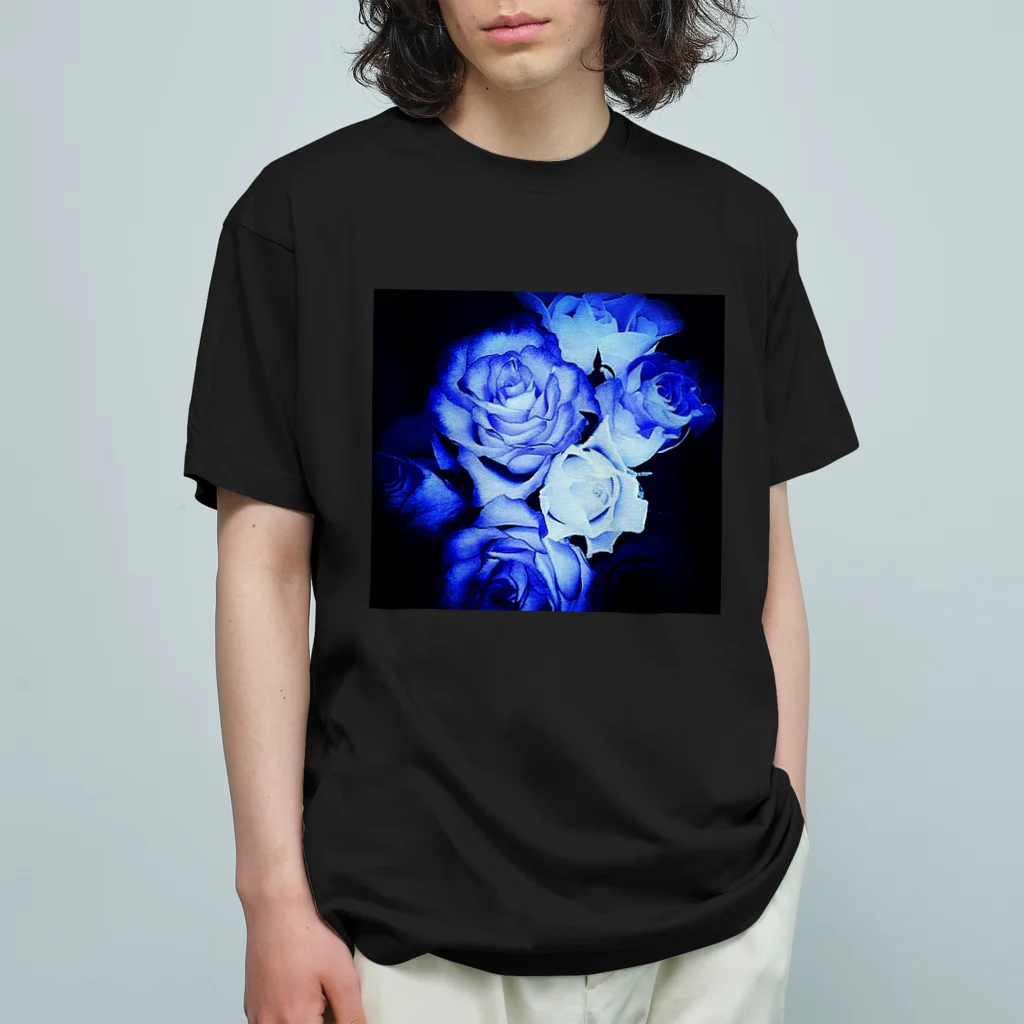 Anna’s galleryのBLUE Rose Organic Cotton T-Shirt